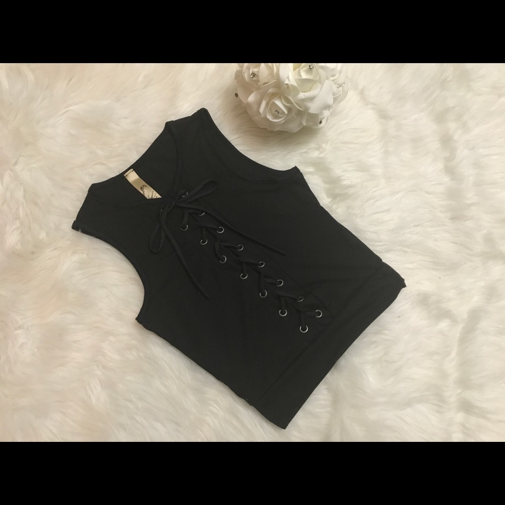 Laced Up black Crop Top